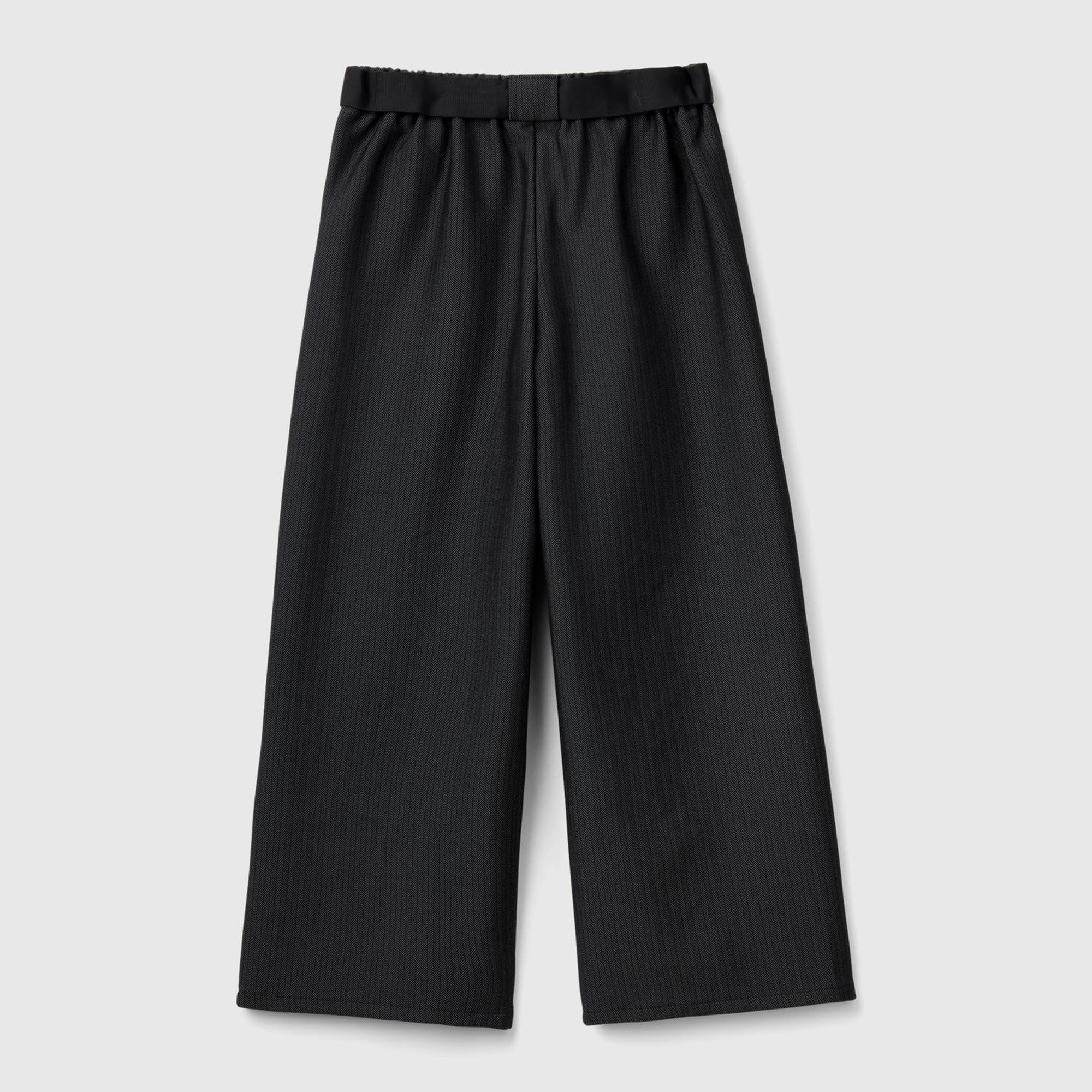 Kız Çocuk Antrasit Önü Logo Detaylı Beli Kuşaklı Palazzo Pantolon