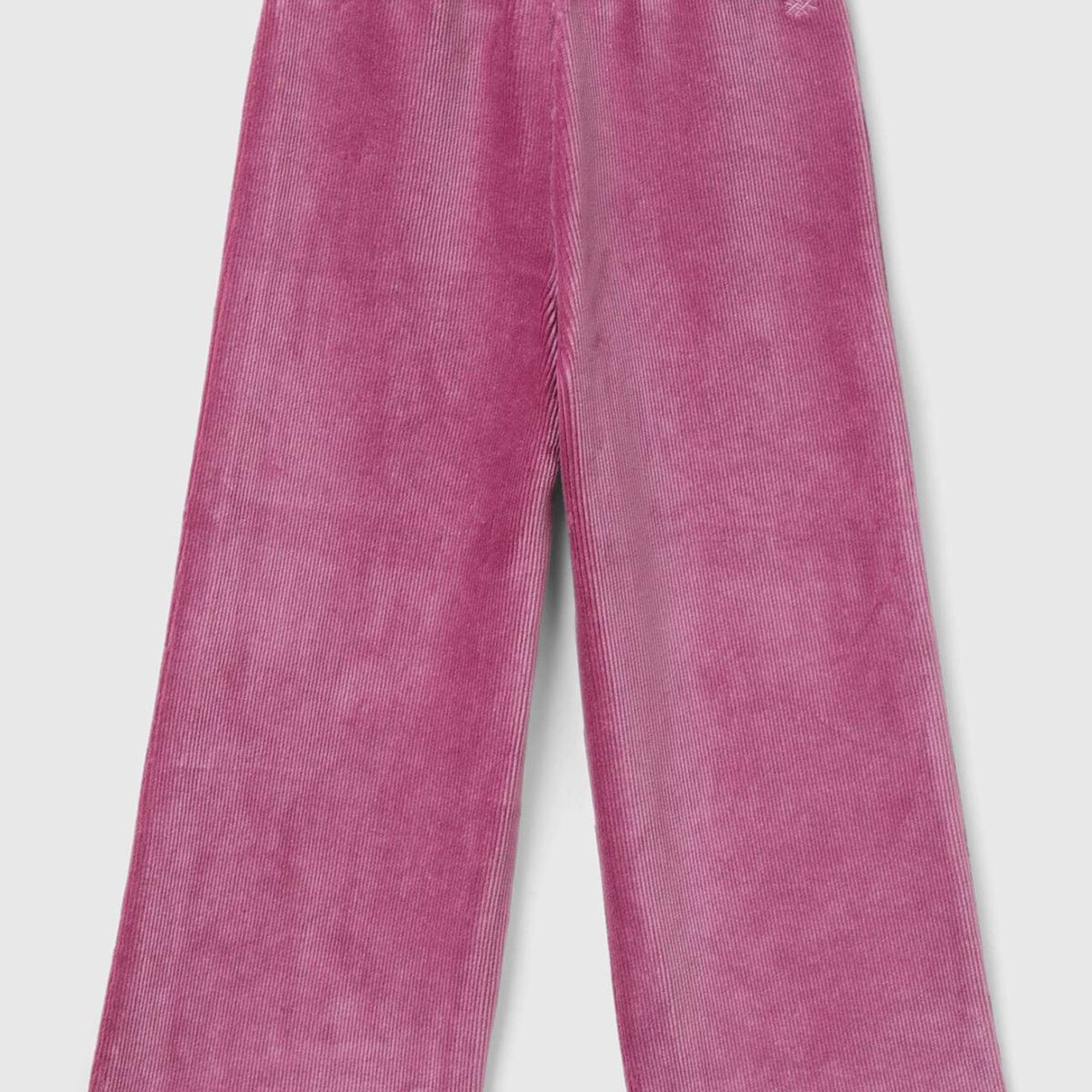 Kız Çocuk Gül Kurusu Arkası Logo İşlemeli Geniş Paça Pantolon