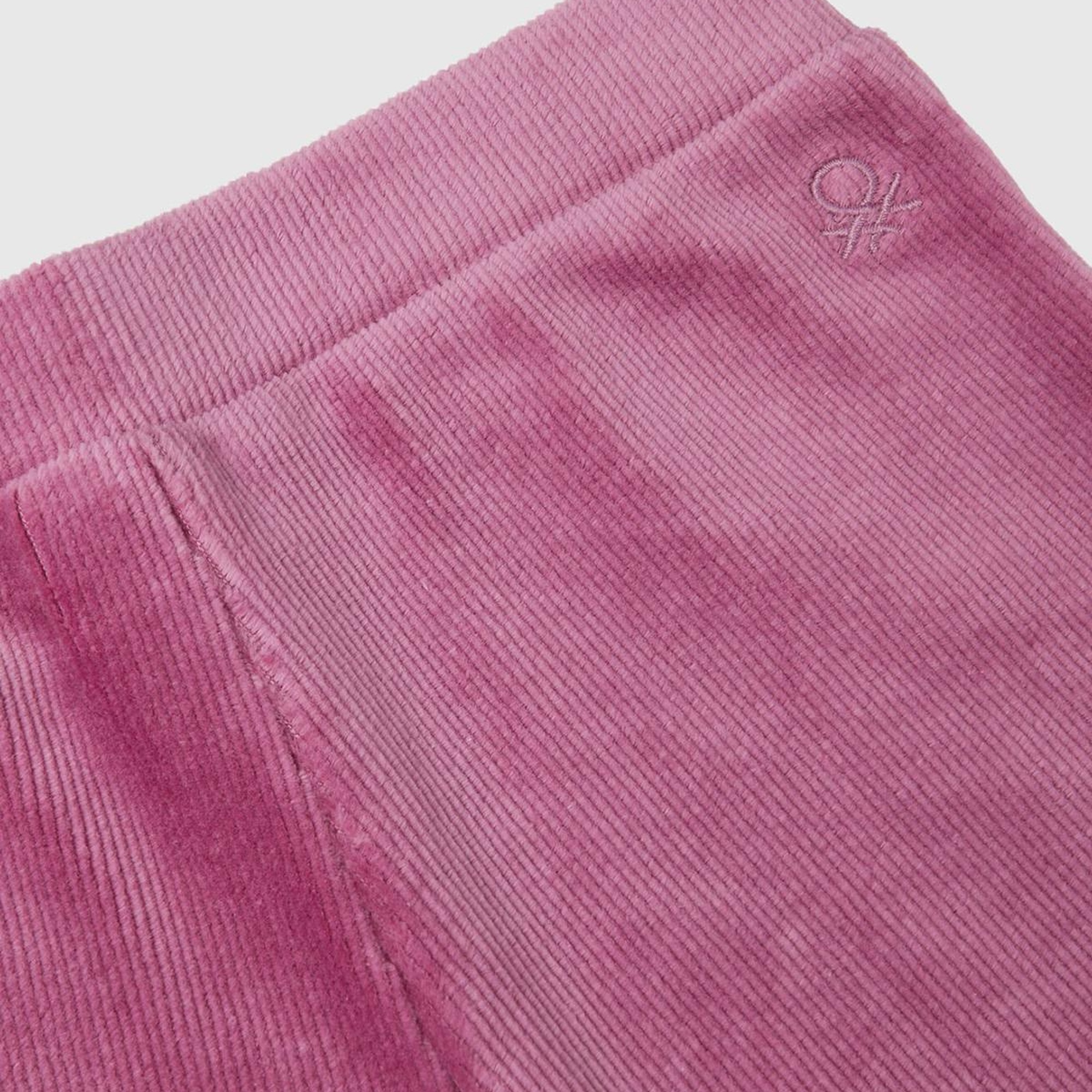 Kız Çocuk Gül Kurusu Arkası Logo İşlemeli Geniş Paça Pantolon