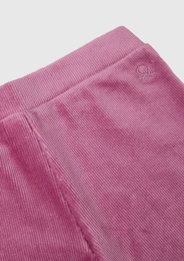  Kız Çocuk Gül Kurusu Arkası Logo İşlemeli Geniş Paça Pantolon