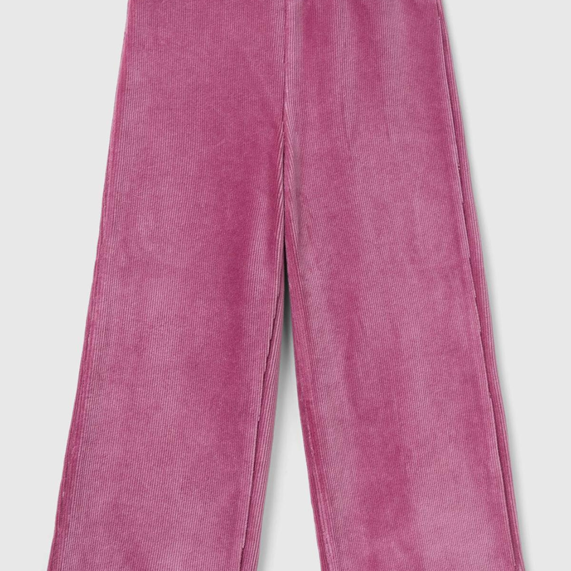 Kız Çocuk Gül Kurusu Arkası Logo İşlemeli Geniş Paça Pantolon