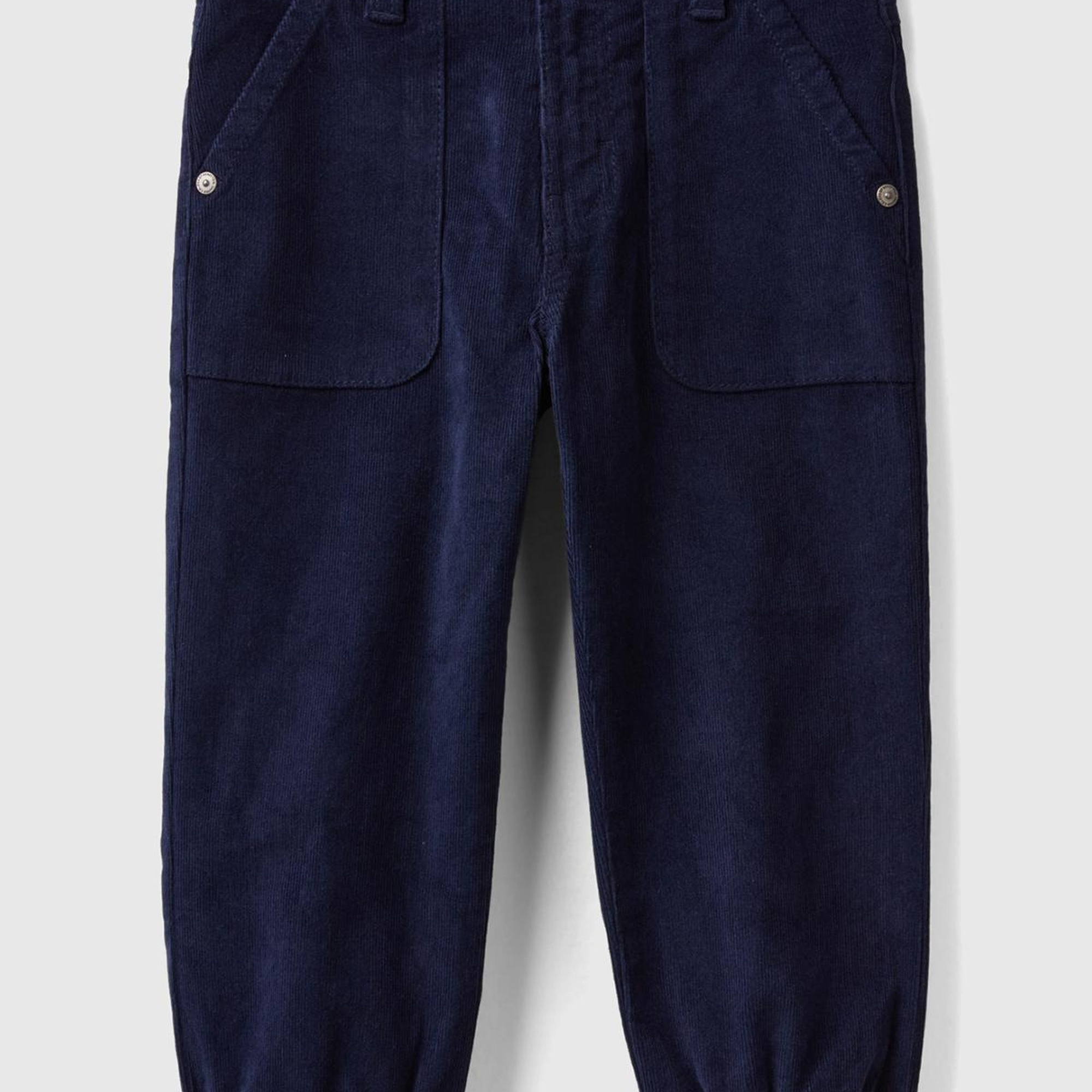 Erkek Çocuk Lacivert Arka Cebi Logo Detaylı Lastik Paça Kadife Pantolon