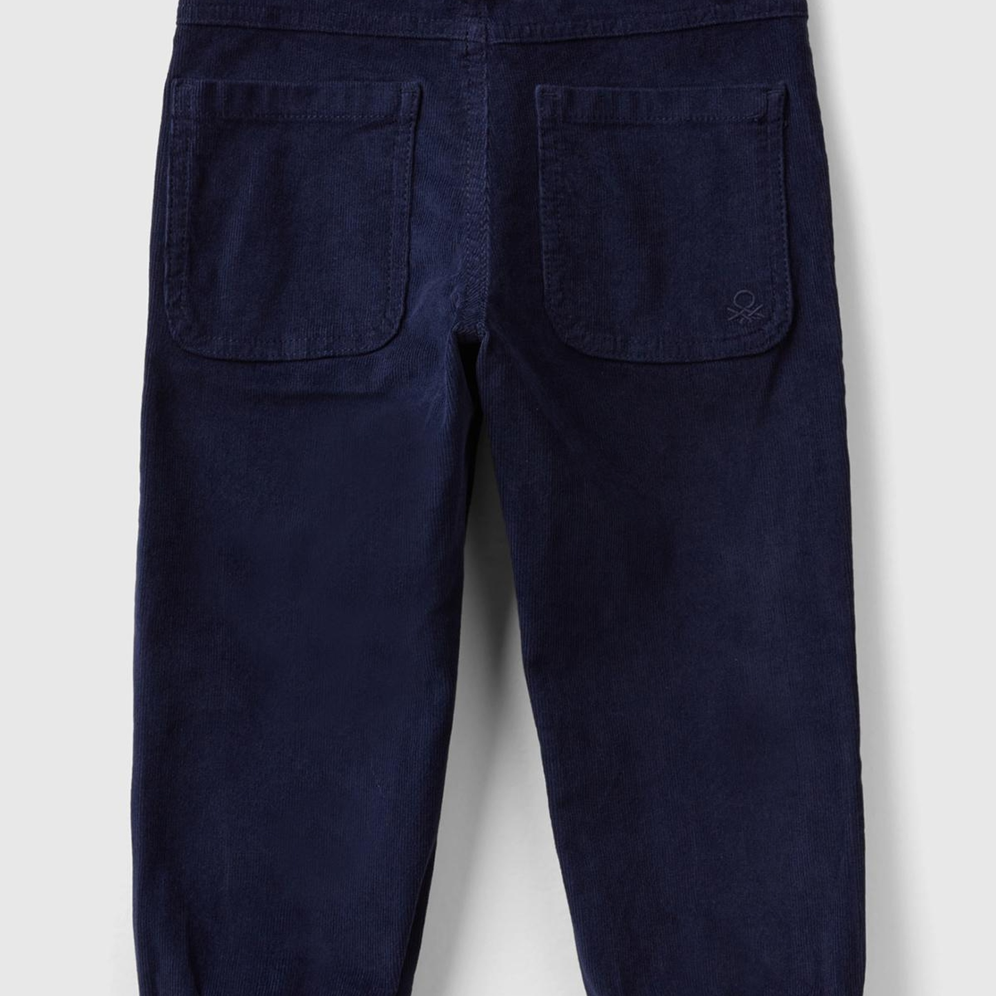 Erkek Çocuk Lacivert Arka Cebi Logo Detaylı Lastik Paça Kadife Pantolon