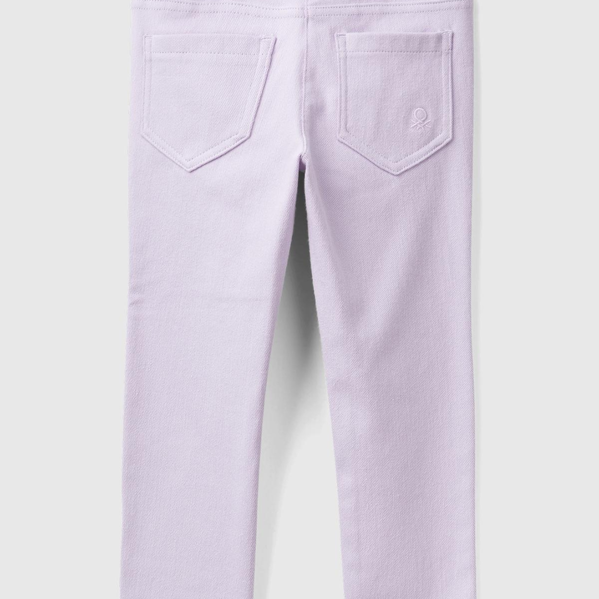 Kız Çocuk Lila Arka Cebi Logo İşlemeli Beli Lastikli Dar Kesim Pantolon