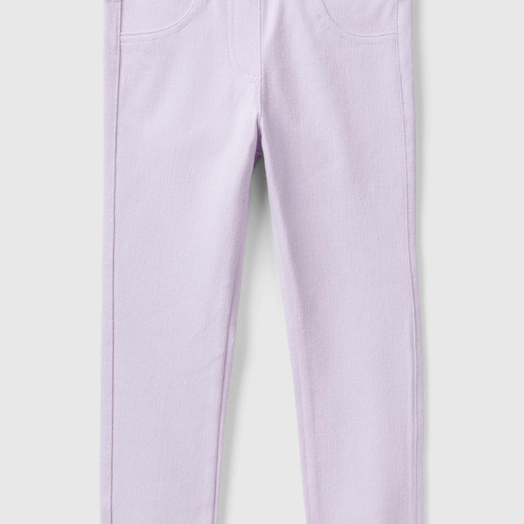 Kız Çocuk Lila Arka Cebi Logo İşlemeli Beli Lastikli Dar Kesim Pantolon