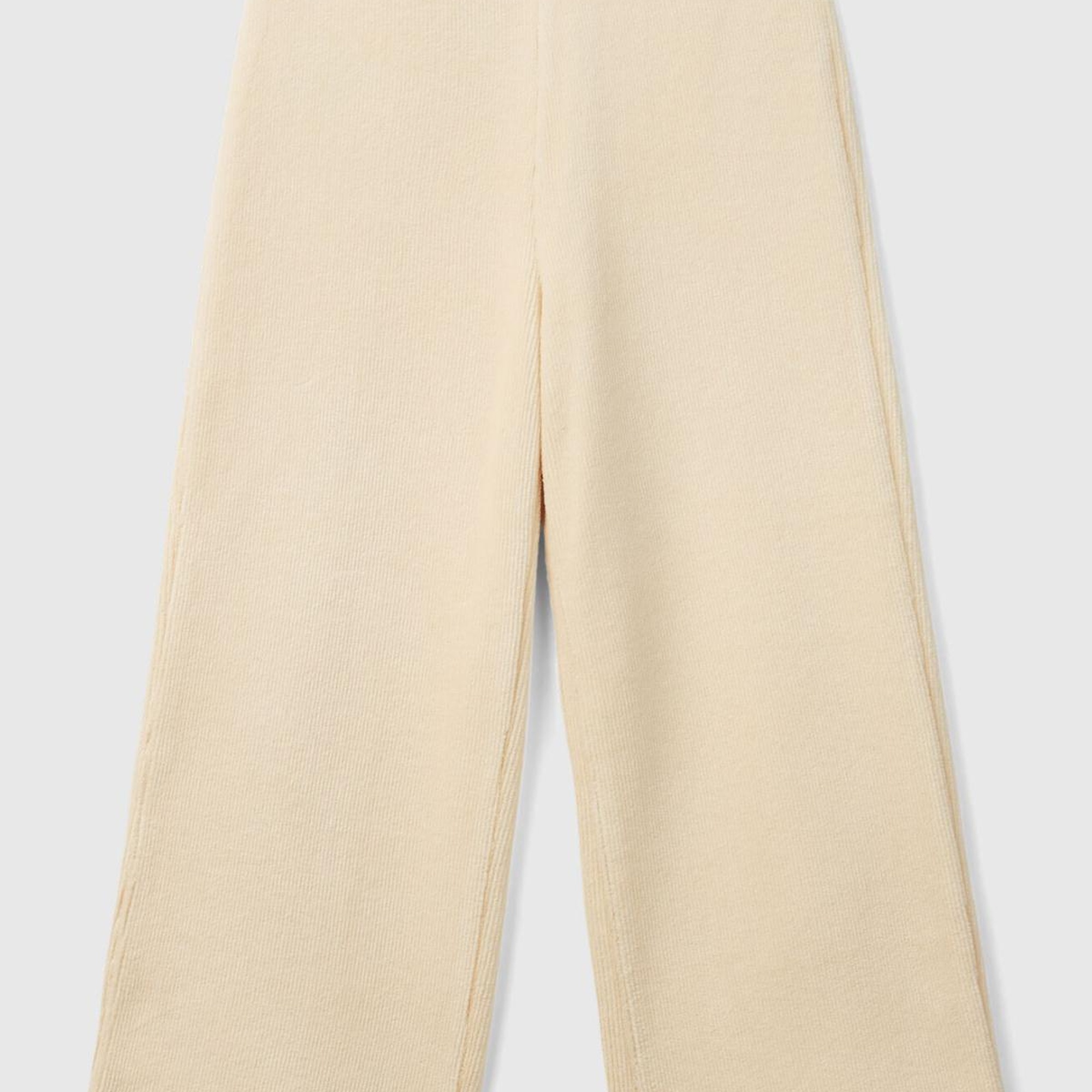 Kız Çocuk Ekru Arkası Logo İşlemeli Geniş Paça Pantolon