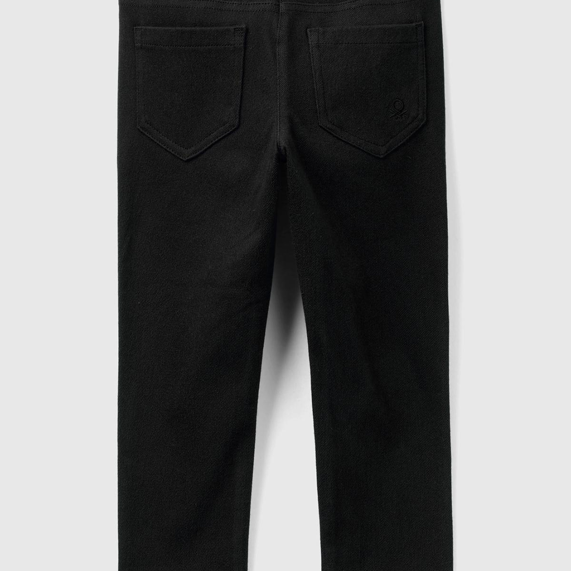 Kız Çocuk Siyah Arka Cebi Logo İşlemeli Beli Lastikli Dar Kesim Pantolon