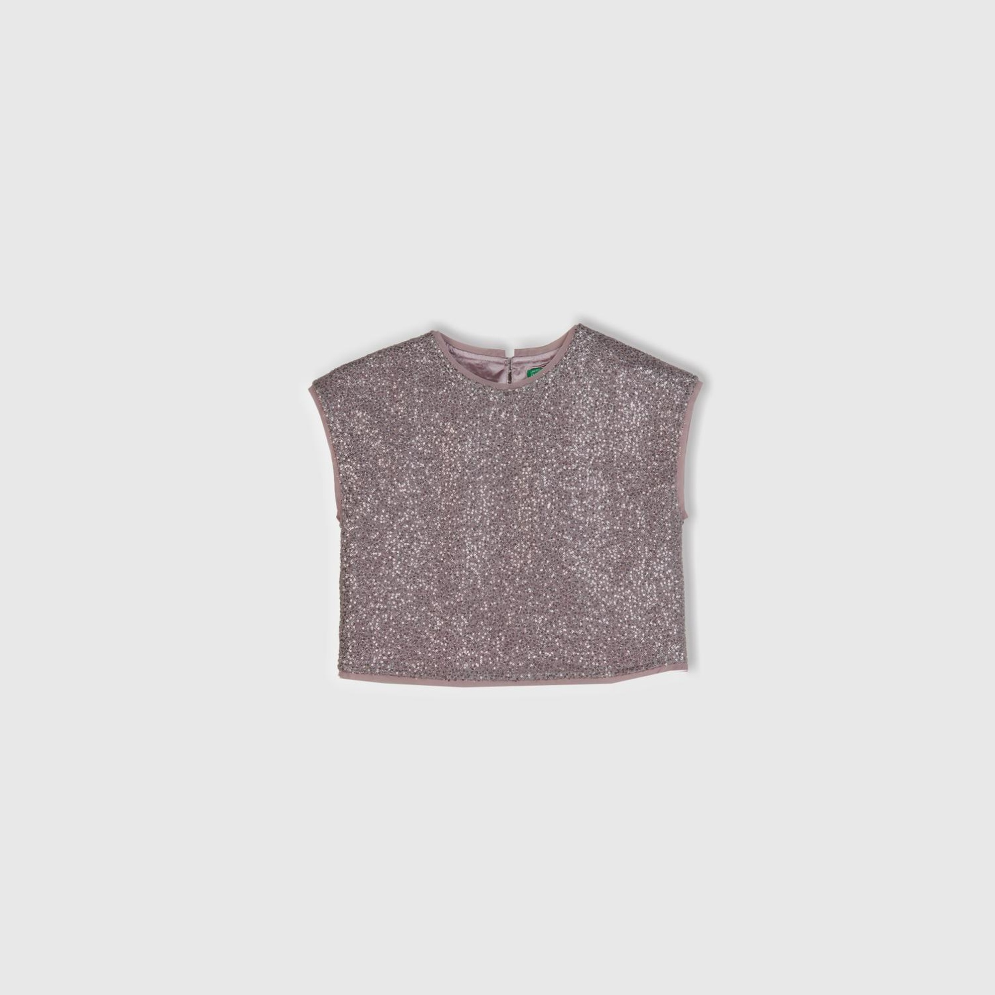 Kız Çocuk Lila Tamamı Desenli Arkası Damla Detaylı Kısa Kollu Bluz