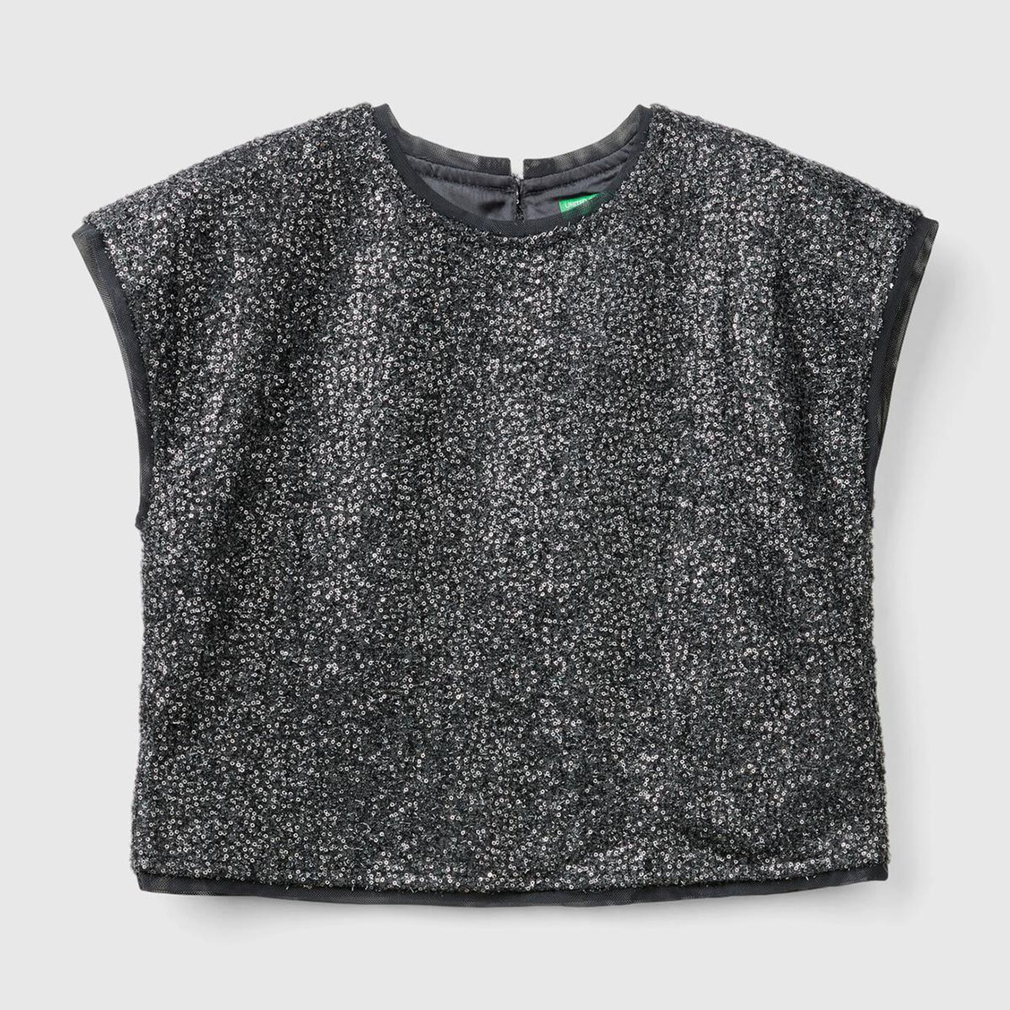 Kız Çocuk Siyah Tamamı Desenli Arkası Damla Detaylı Kısa Kollu Bluz