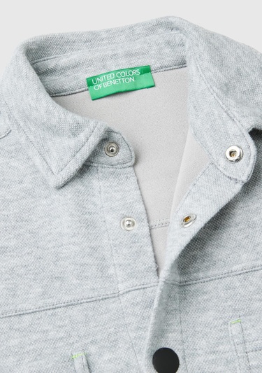  Erkek Çocuk Gri Melanj 3 Boyutlu Çok Renkli Baskılı Uzun Kollu Gömlek