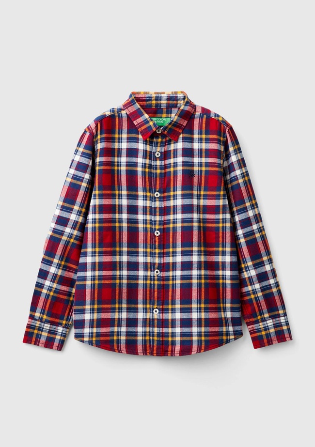  Erkek Çocuk Kırmızı Mix Sol Göğsü Logo Detaylı Gömlek