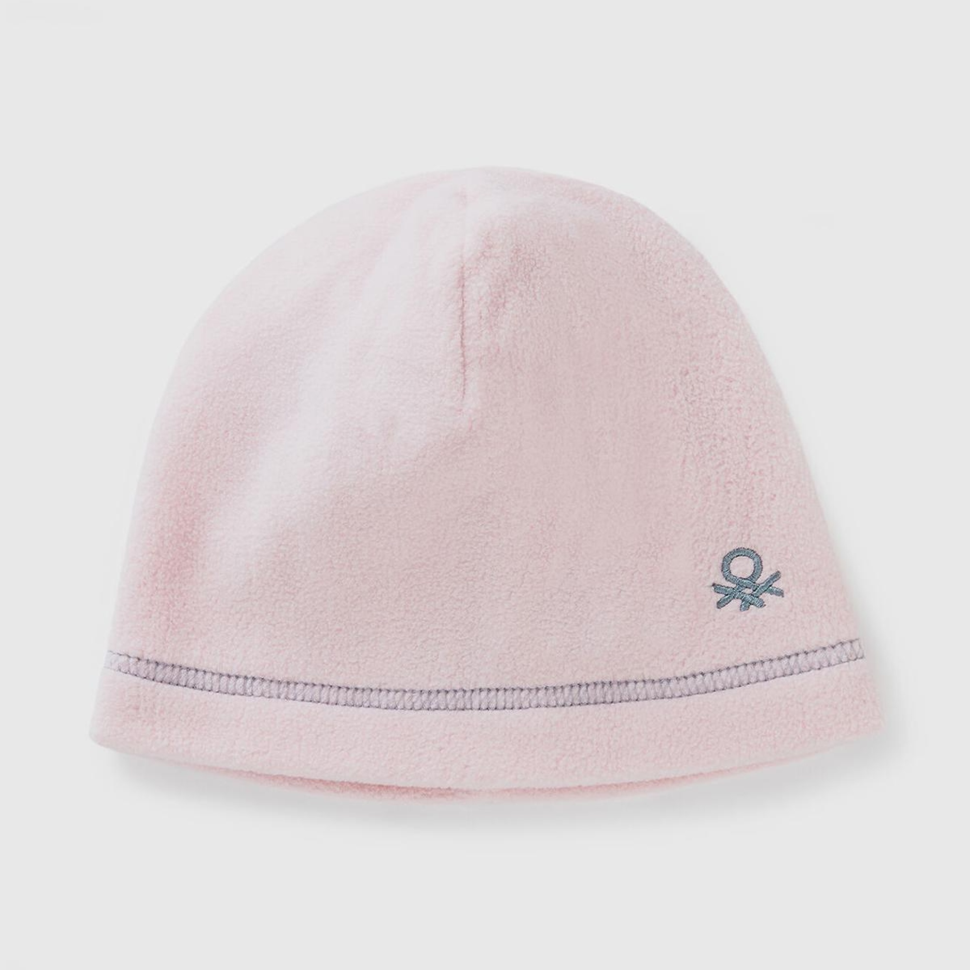 Erkek Çocuk Toz Pembe Logo İşlemeli Yuvarlak Polar Bere