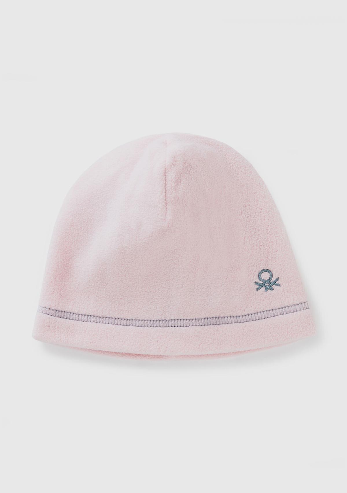  Erkek Çocuk Toz Pembe Logo İşlemeli Yuvarlak Polar Bere