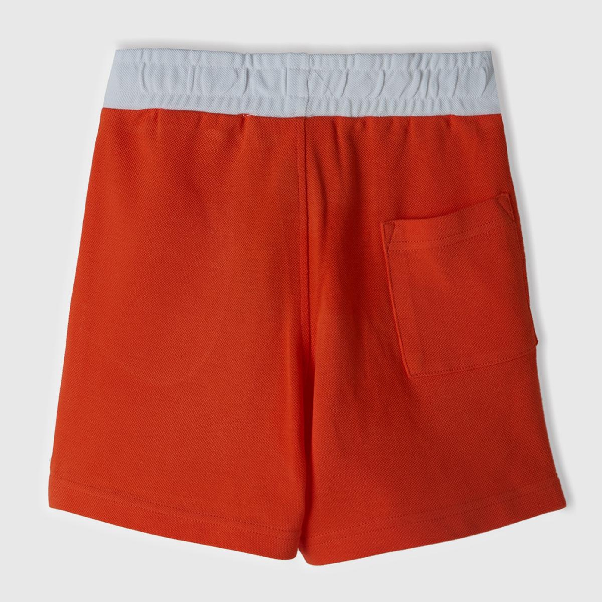 Erkek Çocuk Turuncu Beli Lastikli ve Logo Baskılı Arkası Tek Cepli Pike Polo Şort