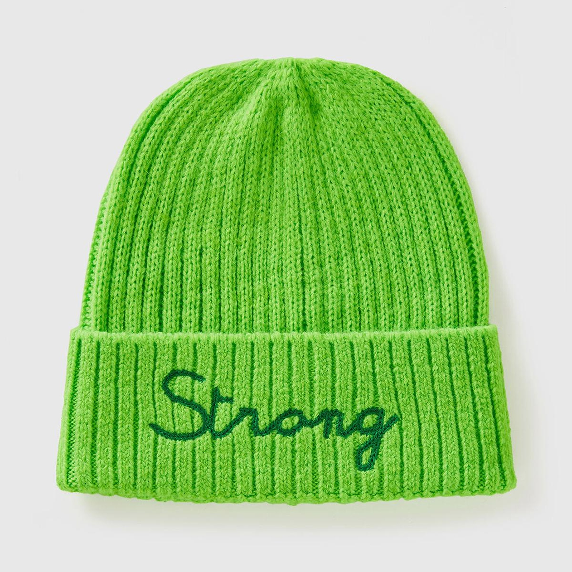 Erkek Çocuk Neon Yeşil Yün Karışımlı Slogan Yazılı Bere