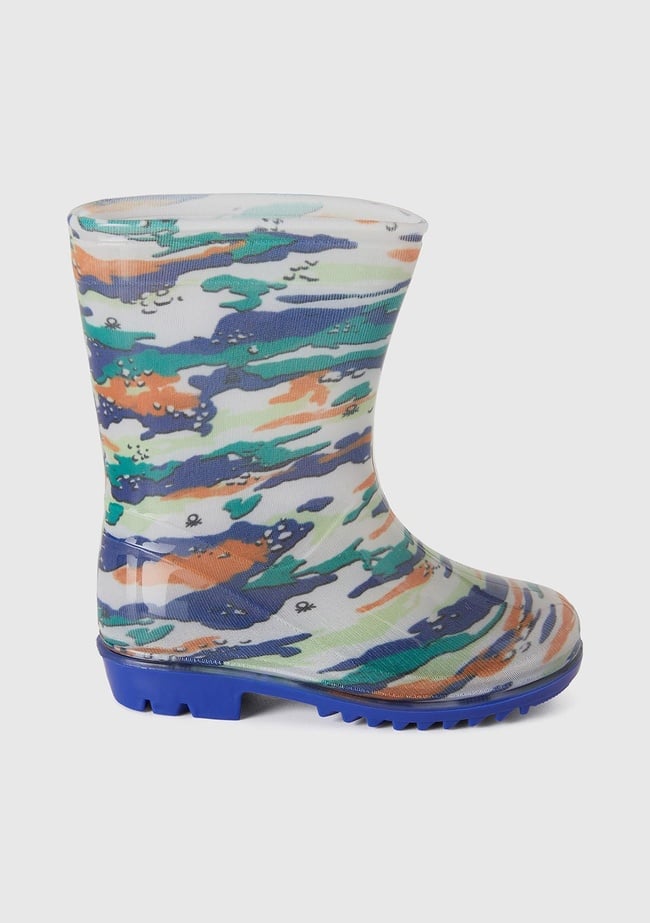  Erkek Çocuk Renkli Kamuflaj Yağmur Çizmesi