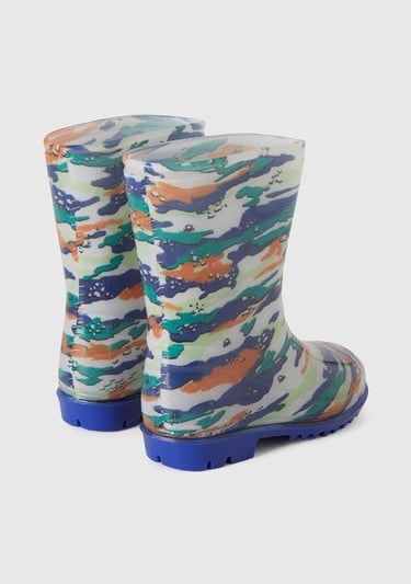  Erkek Çocuk Renkli Kamuflaj Yağmur Çizmesi