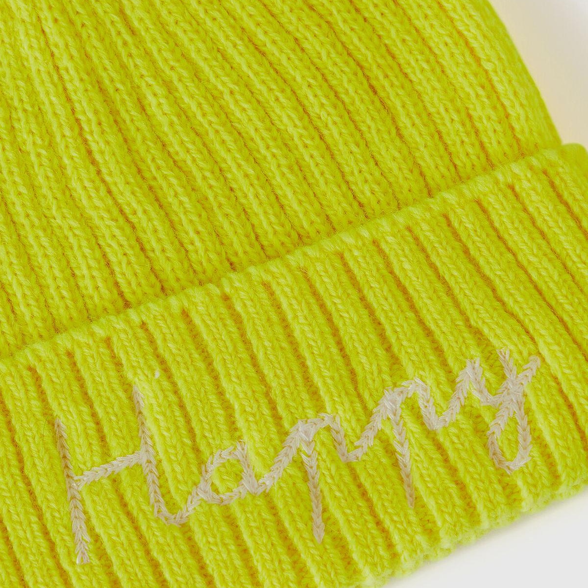 Erkek Çocuk Neon Sarı Yün Karışımlı Slogan Yazılı Bere