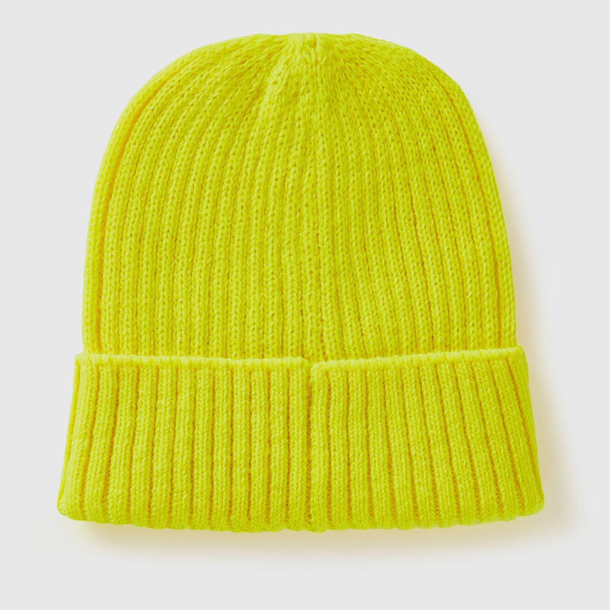 Erkek Çocuk Neon Sarı Yün Karışımlı Slogan Yazılı Bere