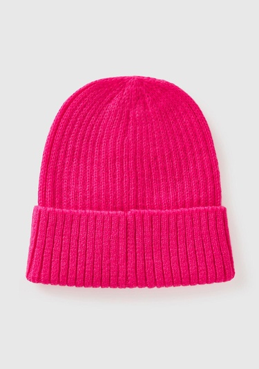  Erkek Çocuk Neon Pembe Yün Karışımlı Slogan Yazılı Bere