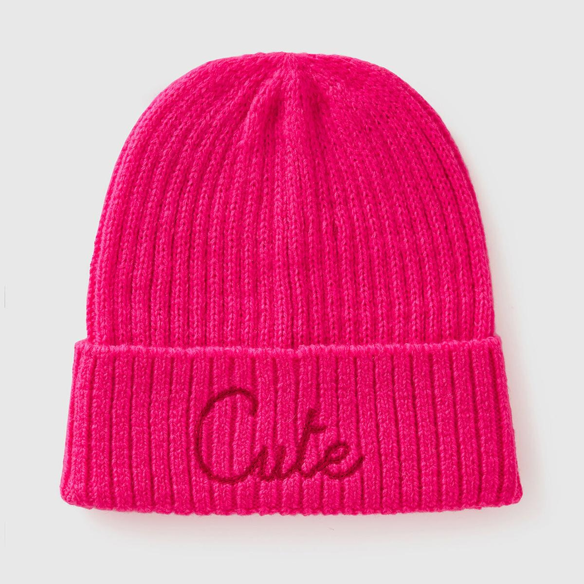 Erkek Çocuk Neon Pembe Yün Karışımlı Slogan Yazılı Bere