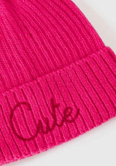  Erkek Çocuk Neon Pembe Yün Karışımlı Slogan Yazılı Bere