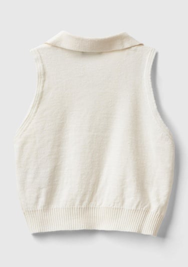  Kız Çocuk Bej Polo Yaka Triko Süveter