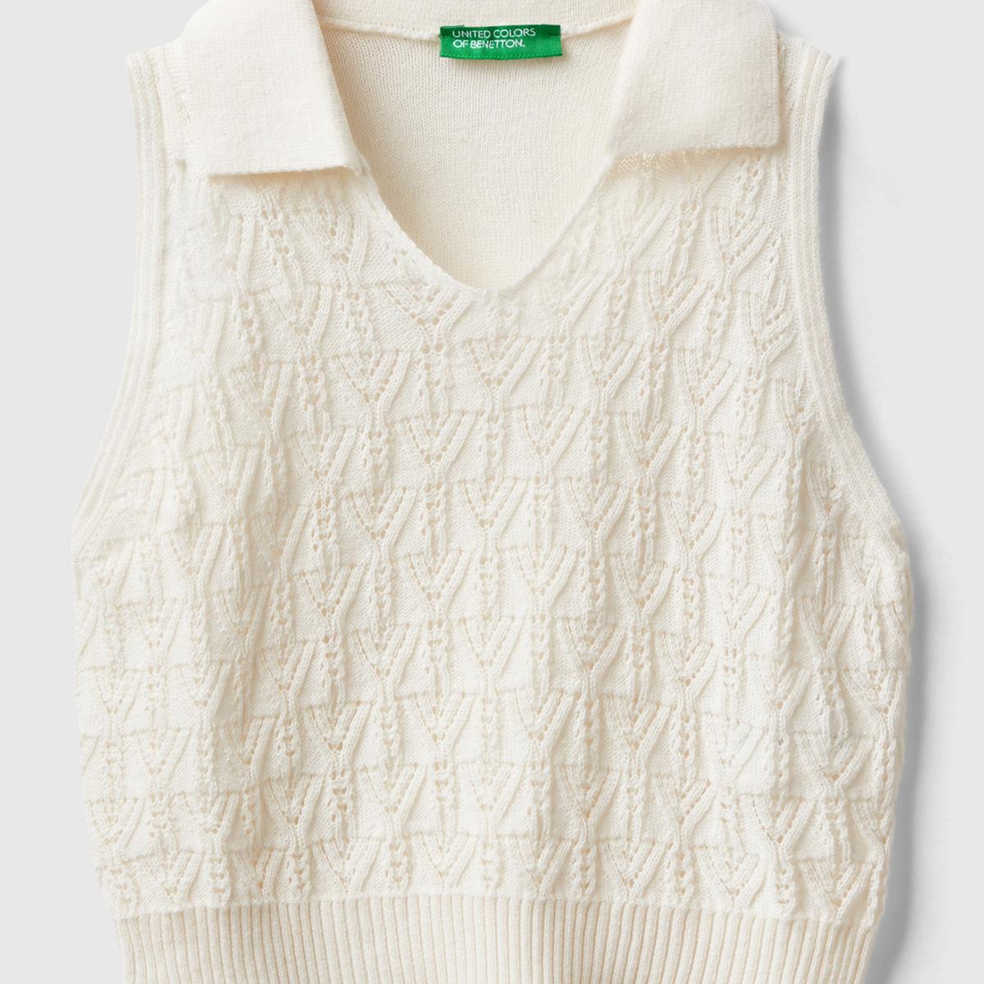 Kız Çocuk Bej Polo Yaka Triko Süveter