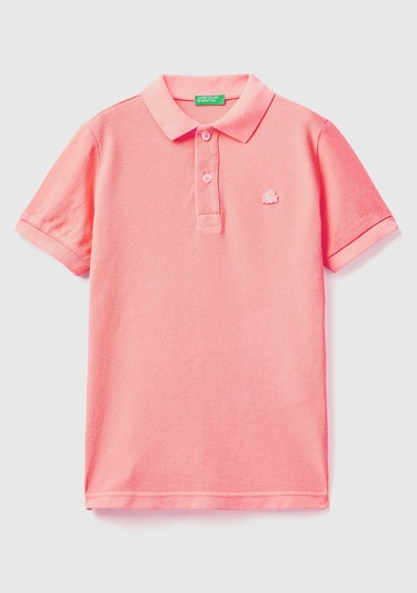  Erkek Çocuk Pembe Logolu Neon Pike Polo T-Shirt