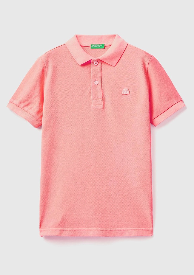  Erkek Çocuk Pembe Logolu Neon Pike Polo T-Shirt