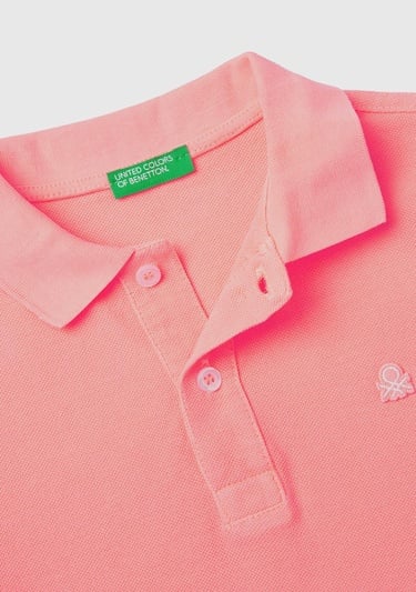  Erkek Çocuk Pembe Logolu Neon Pike Polo T-Shirt
