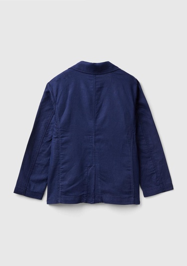  Erkek Çocuk Lacivert Keten Karışımlı Ceket