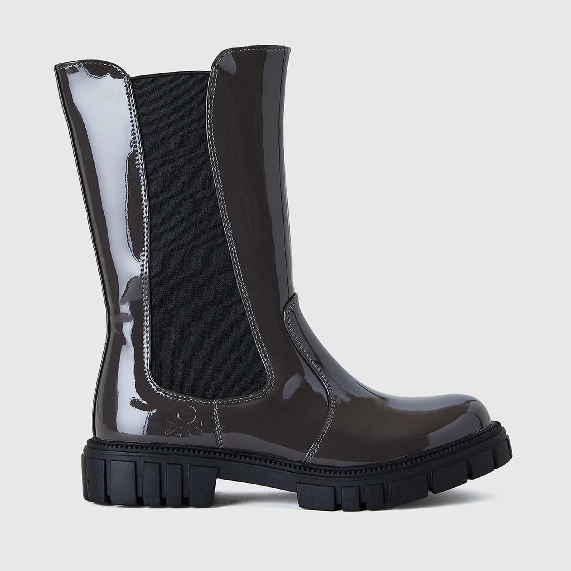 Kız Çocuk Antrasit Logolu Elastik Detaylı İç Tarafı Fermuarlı Suni Deri Bot