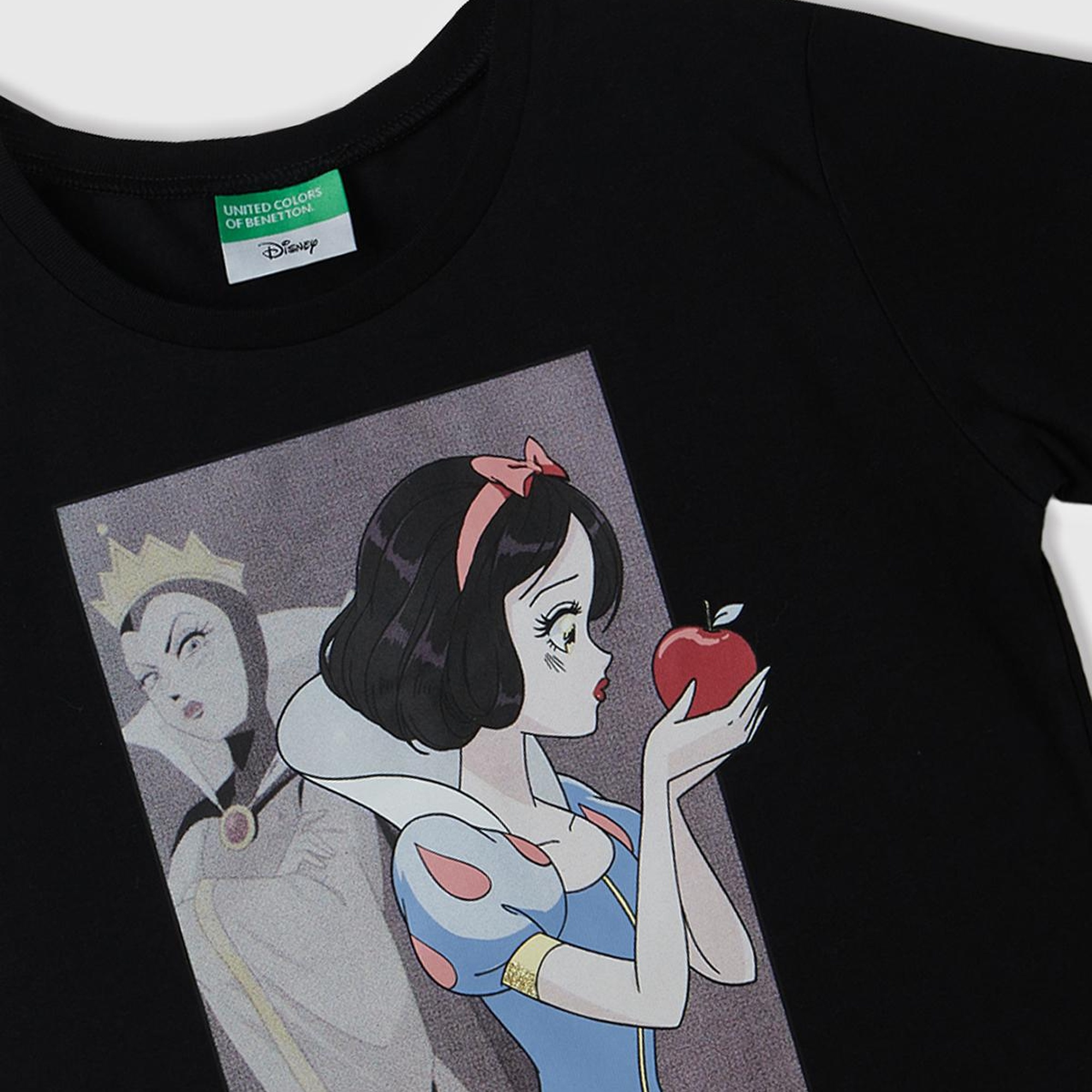 Kız Çocuk Siyah Önü Pamuk Prenses Baskılı T-Shirt