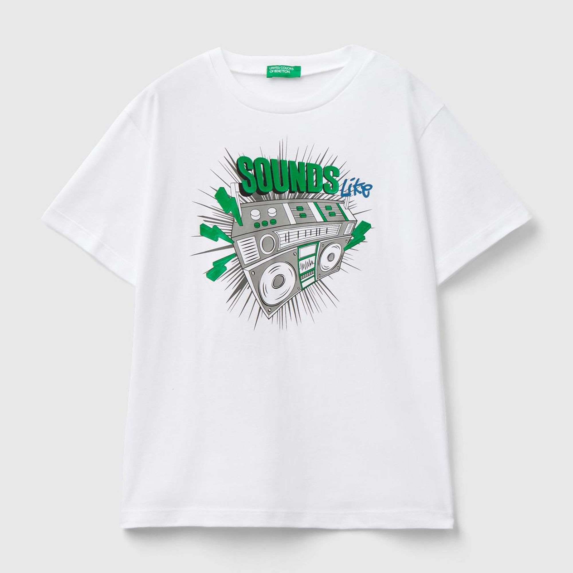 Erkek Çocuk Beyaz. Parlak Slogan Baskılı T-Shirt