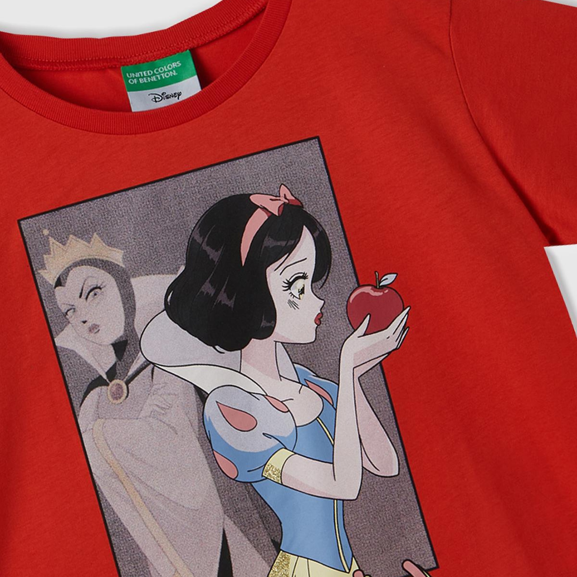 Kız Çocuk Kırmızı Önü Pamuk Prenses Baskılı T-Shirt