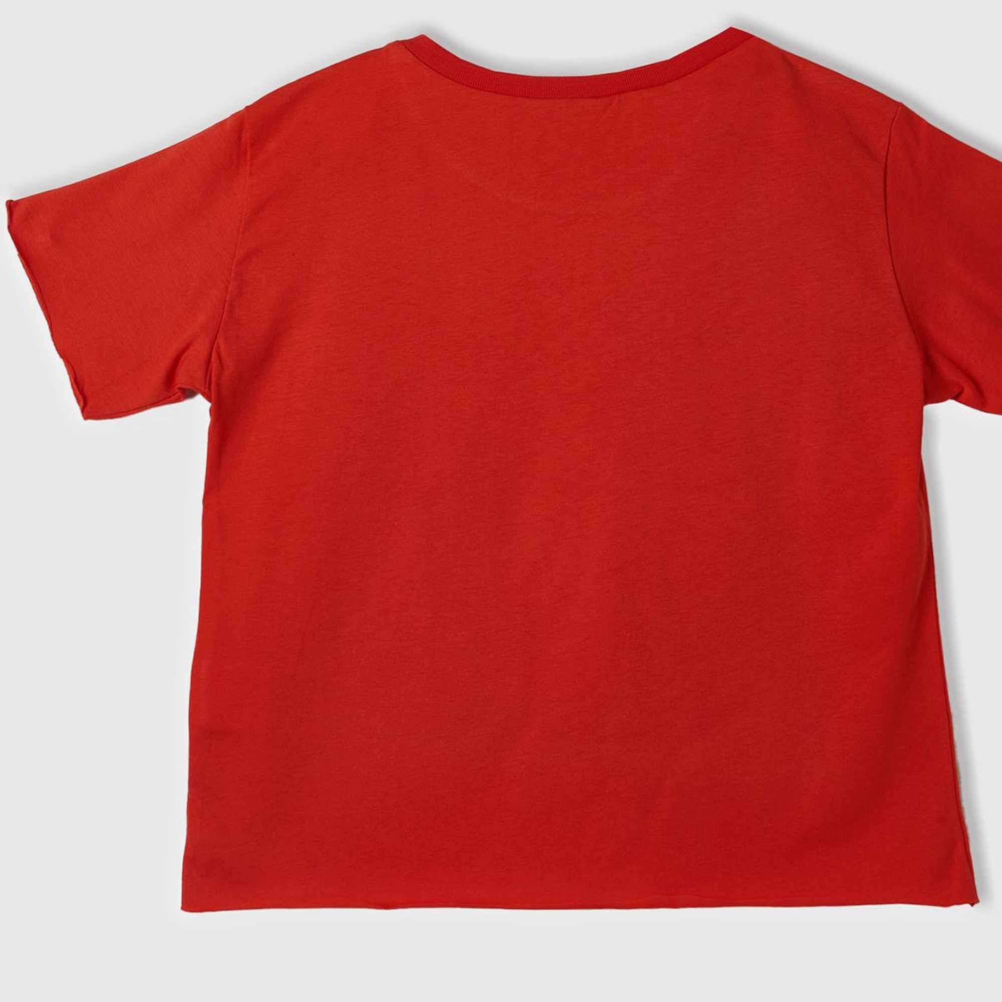 Kız Çocuk Kırmızı Önü Pamuk Prenses Baskılı T-Shirt