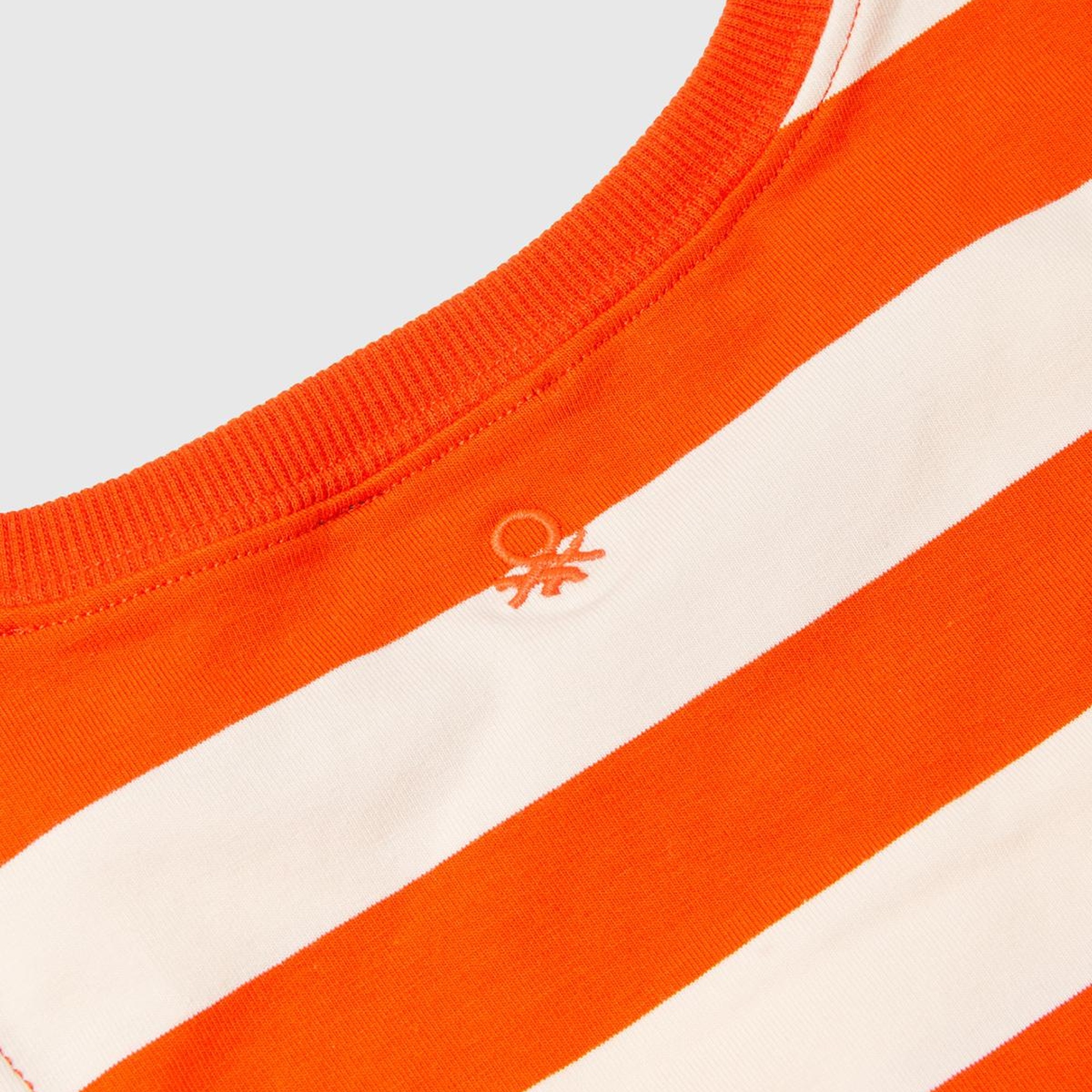 Kız Çocuk Kırmızı-Krem Logo İşlemeli Renk Bloklu Beli Halter Yaka Atlet