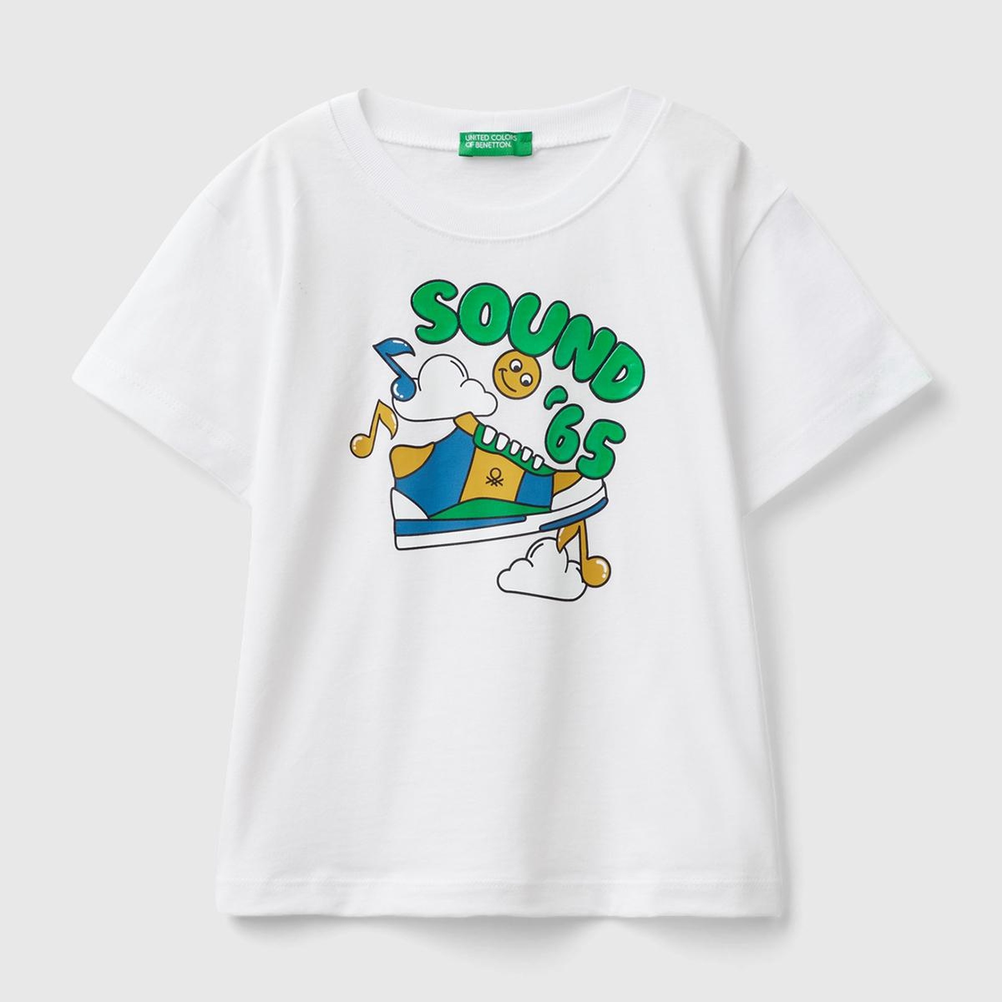 Erkek Çocuk Beyaz Renkli Baskılı Parlak Rölyef Detaylı Bisiklet Yaka T-Shirt