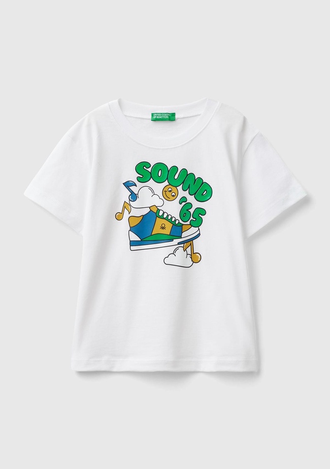  Erkek Çocuk Beyaz Renkli Baskılı Parlak Rölyef Detaylı Bisiklet Yaka T-Shirt