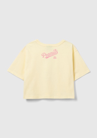  Kız Çocuk Sarı Önü ve Arkası Peanuts Baskılı T-Shirt