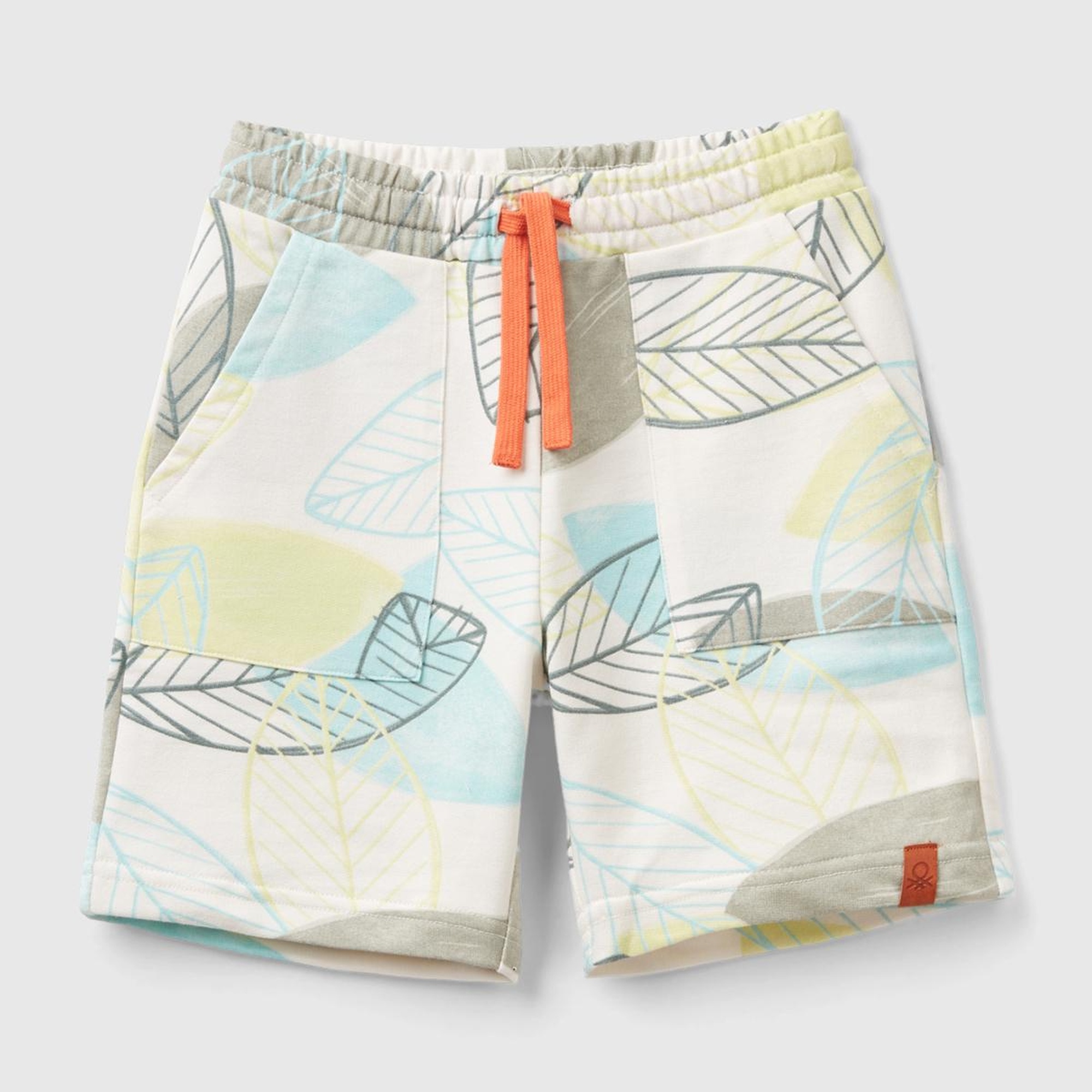 Erkek Çocuk Yeşil Mix Büzgü İpli Logo Etiketli Desenli Bermuda Şort