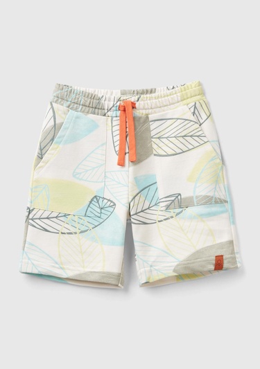  Erkek Çocuk Yeşil Mix Büzgü İpli Logo Etiketli Desenli Bermuda Şort
