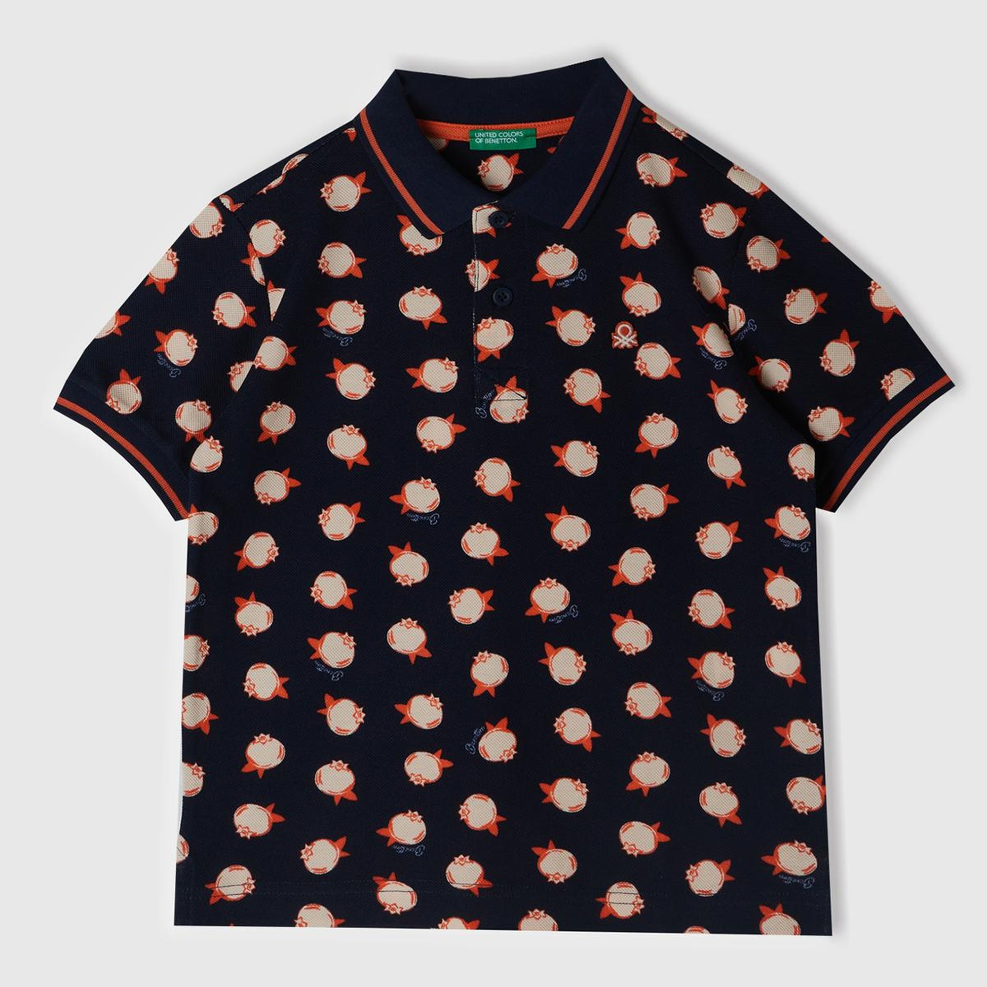 Erkek Çocuk Lacivert Sol Göğsü Logo Baskılı Tamamı Desenli Polo T-Shirt