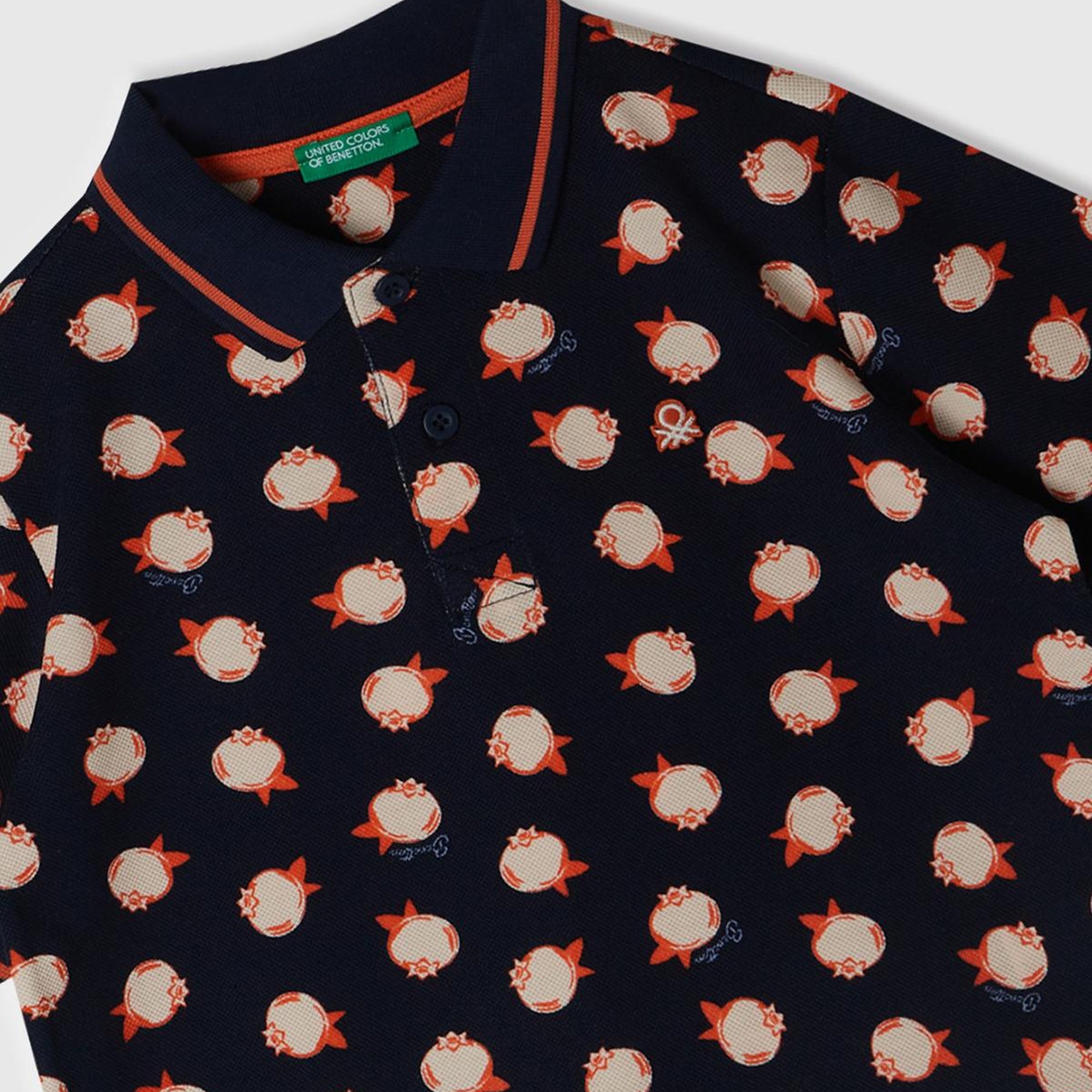 Erkek Çocuk Lacivert Sol Göğsü Logo Baskılı Tamamı Desenli Polo T-Shirt