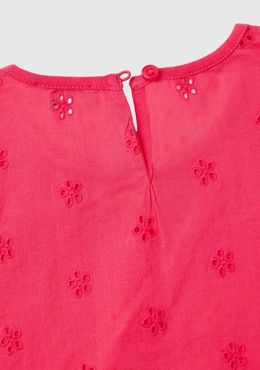 Kız Çocuk Fuşya Arkası Desenli Önü Logo Detaylı Kolları Fırfırlı T-Shirt