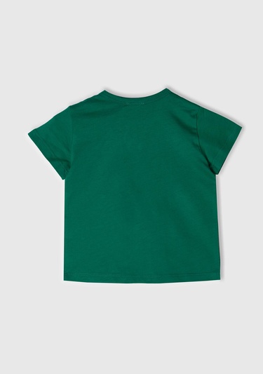  Bebek Yeşil Önü Grafik Basklı Dekoratif Dikişli Omzu Çıtçıtlı T-Shirt