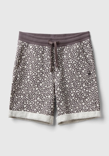  Erkek Çocuk Beyaz Mix Büzgü İpli Logo Baskılı Desenli Ucu Katlı Bermuda Şort