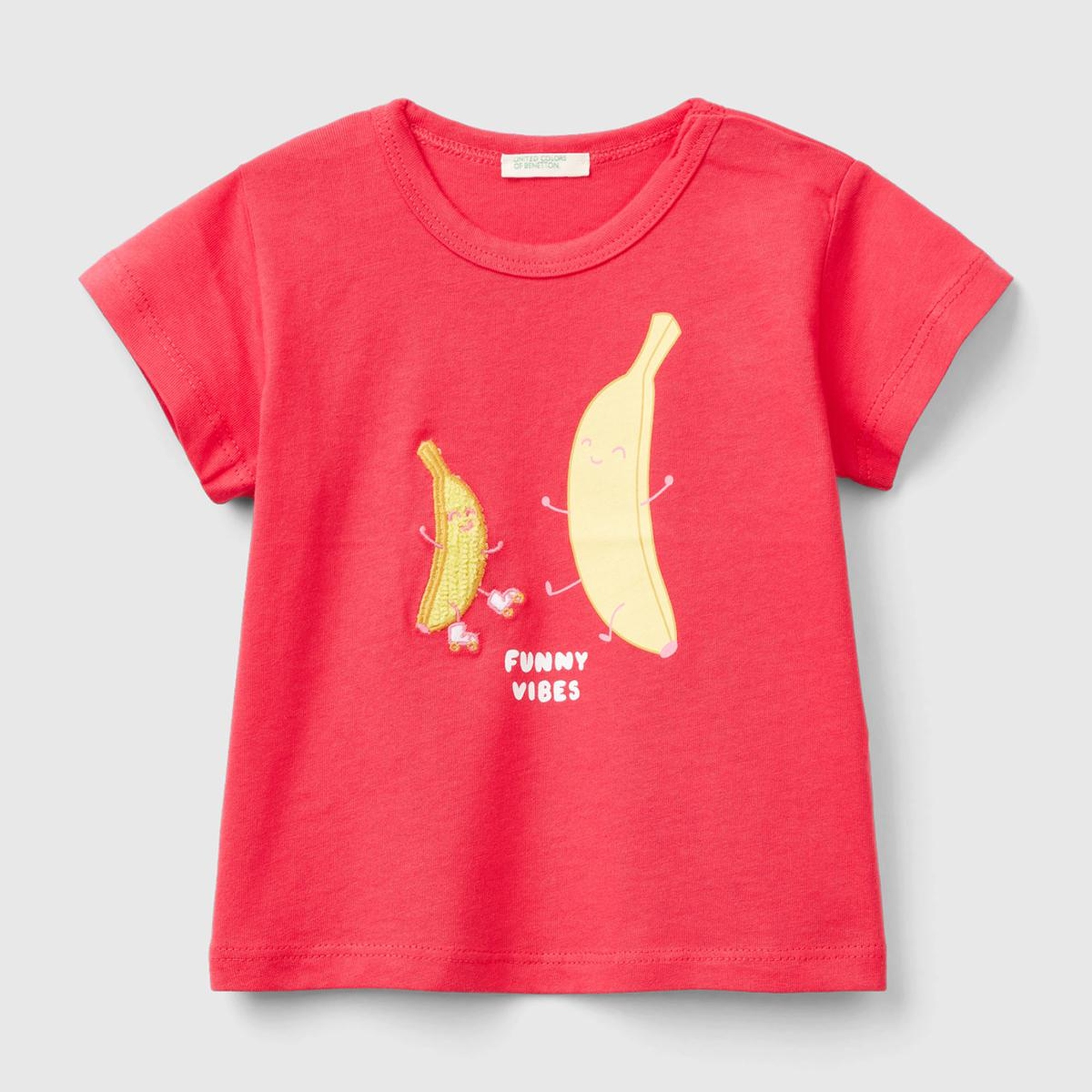 Bebek Fuşya Önü Grafik Basklı Dekoratif Dikişli Omzu Çıtçıtlı T-Shirt