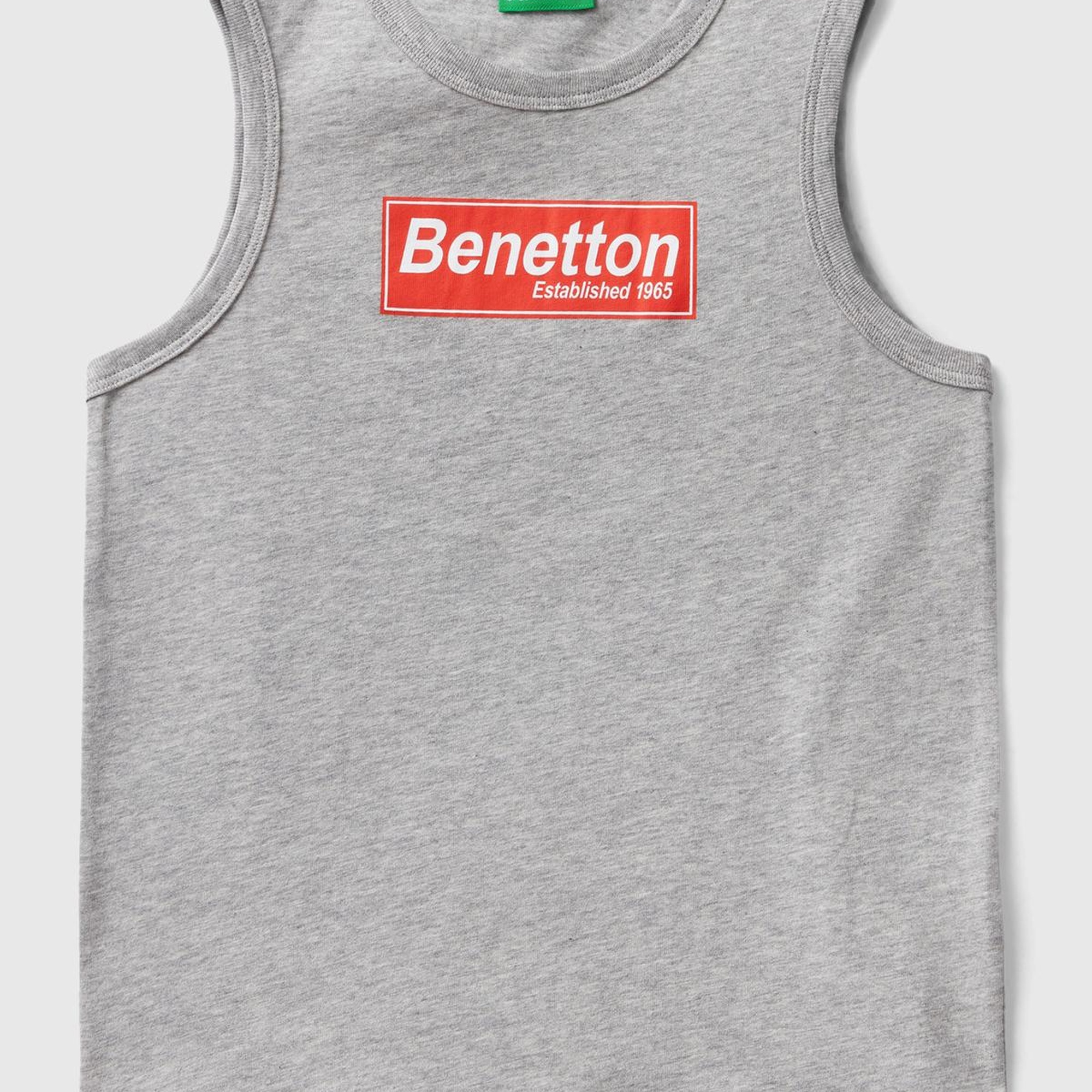 Erkek Çocuk Gri Melanj Logo Baskılı Kolsuz Atlet